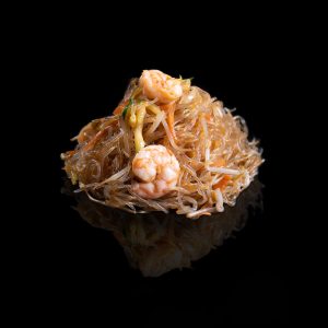 408 - SPAGHETTI DI SOIA CON GAMBERI E VERDURE